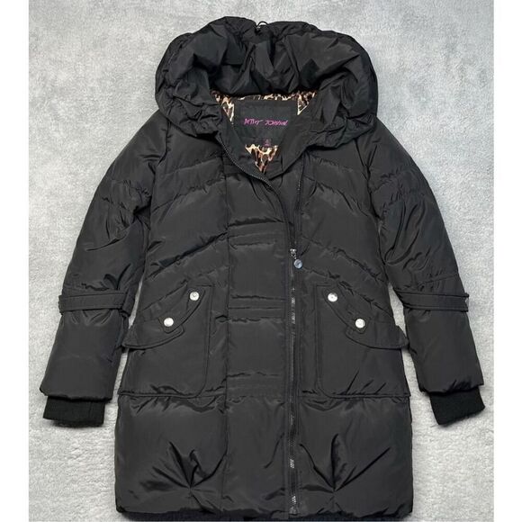 Betsey Johnson black  long/midi jacket/coat/puffer 2xl plus size - Picture 4 of 9